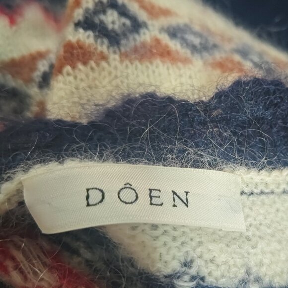 DOEN Harvest Fair Isle Knitted Sweater In Navy - Picture 11 of 12